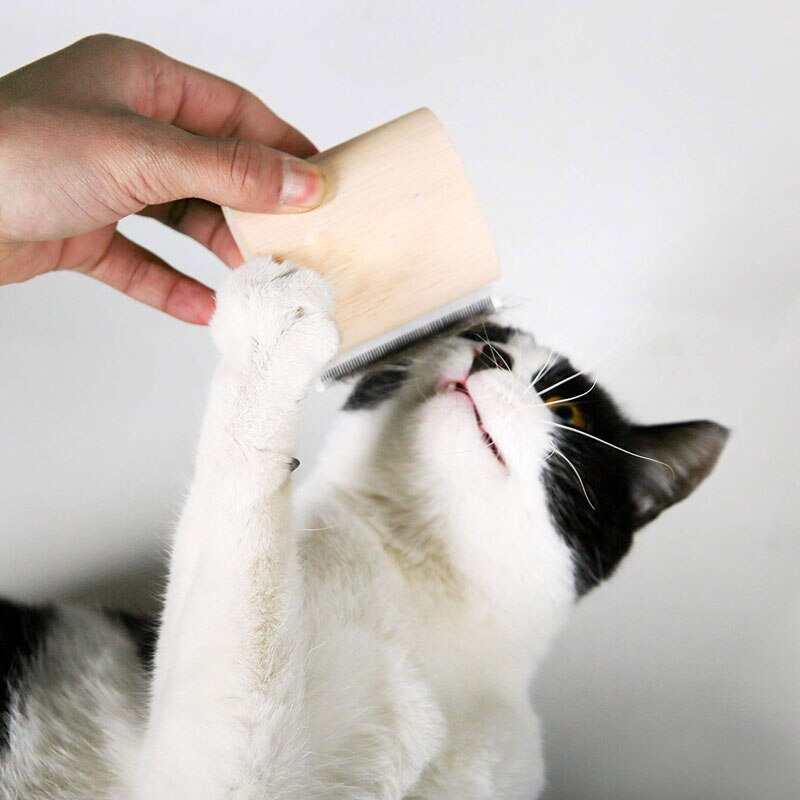 Pet Wood Groom Brush, Deshedding Grooming Tool, Dog Comb Pet Wooden Groomer Ergonomic