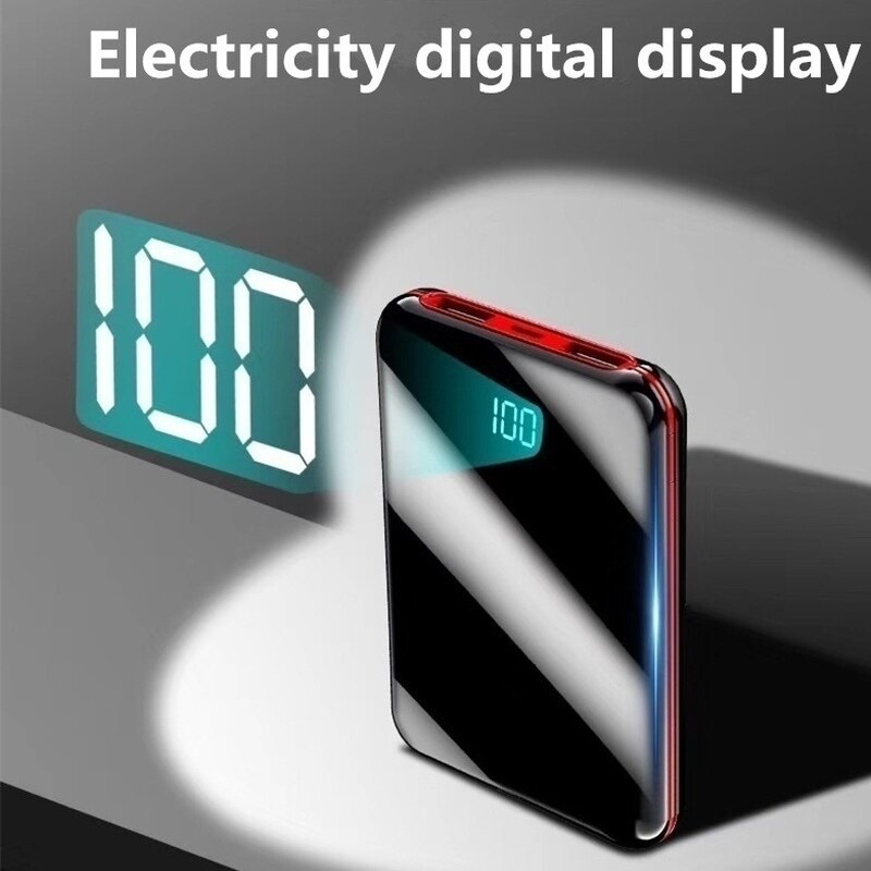 Power Bank 30000mAh Mini Spiegel Digital Display Tragbare Telefon Batterie Ultra-dünne Power Bank Im Freien Reise Ladegerät