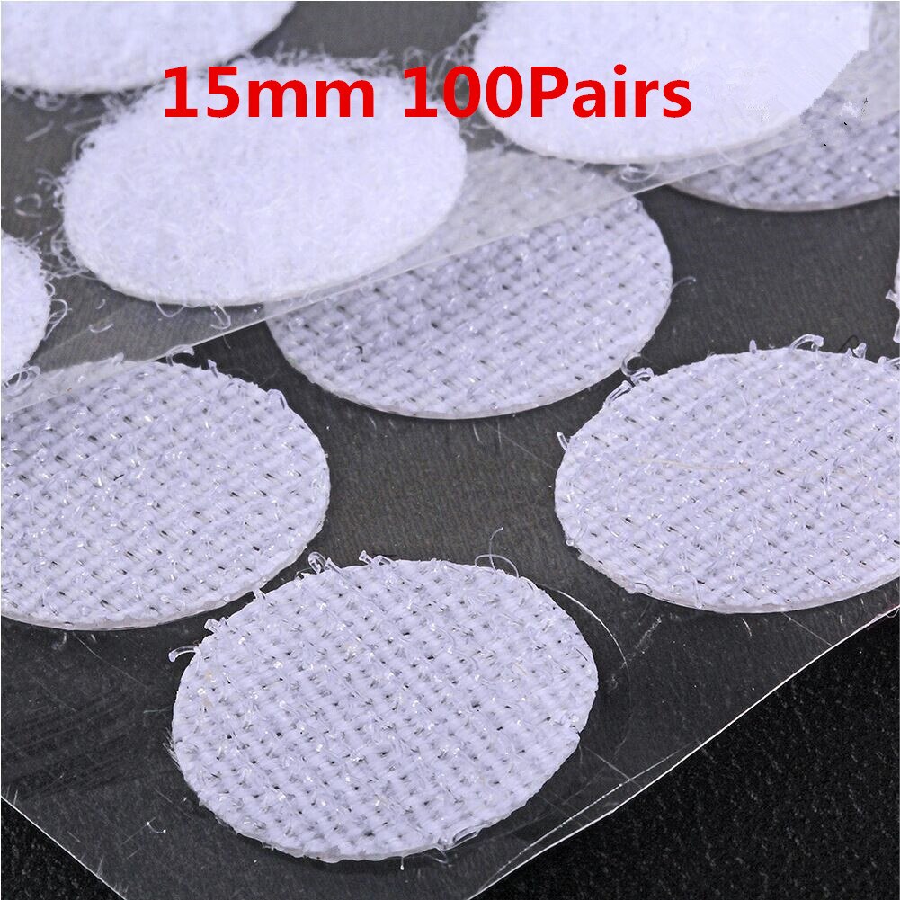 10/15mm Rond Points Autocollant Velcro Auto-Adhésif Fort Ruban D'attache En Nylon de Boucle De Crochet de Matériel De Couture Travaux Manuels Accessoire: White 15mm 100Pairs
