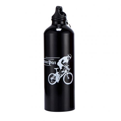 750ml bärbara utomhussporter cykling camping aluminium tålig legering anti-fall vattenflaska kopp: Svart