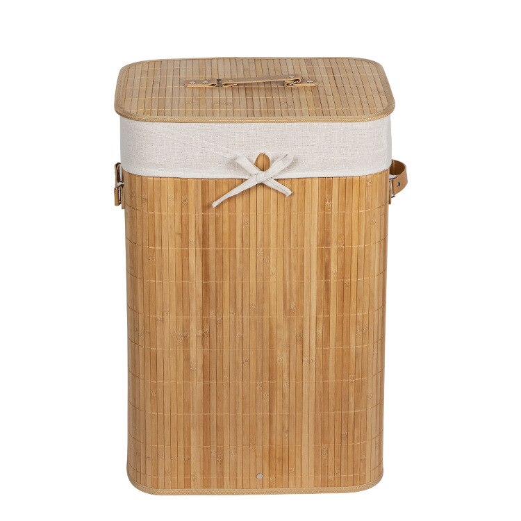 Bamboe Wasmand Mand Rieten Kleding Opbergtas Sorter Bin Organisator Deksel Wassen Doek Bin Rangier Deksel