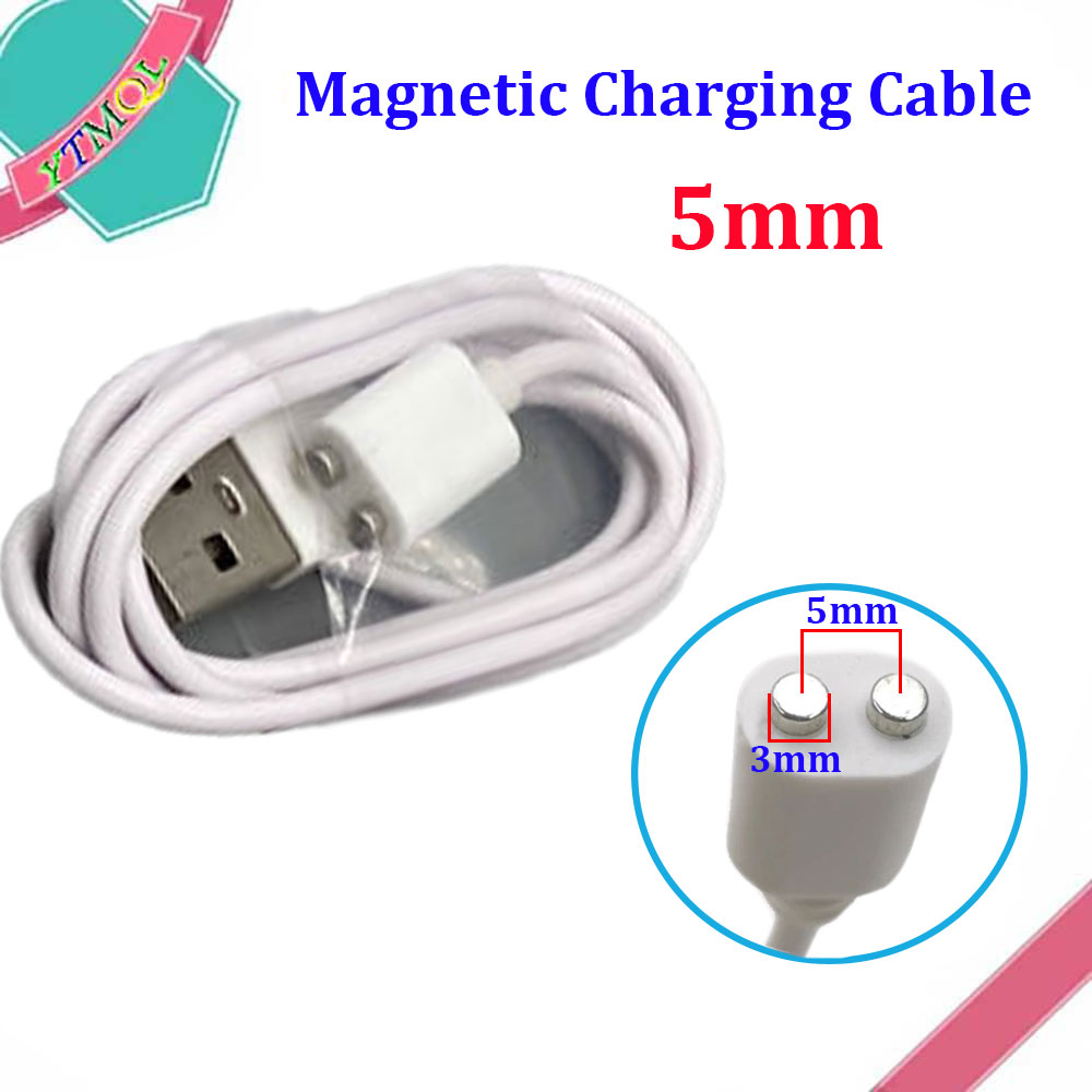 Cable de carga magnético, espaciado central de 2 pines, 5mm, 6/7/8/9/10mm, imán Suctio, cargador de energía USB para instrumento de belleza, dispositivo inteligente: Verde militar