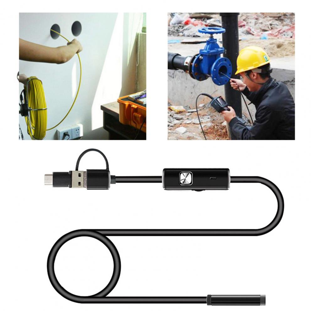 Cámara endoscópica AN100, endoscopio 3 en 1, interfaz Mini HD, IP67, 8mm, tubo Flexible duro, inspección de vídeo para teléfono móvil