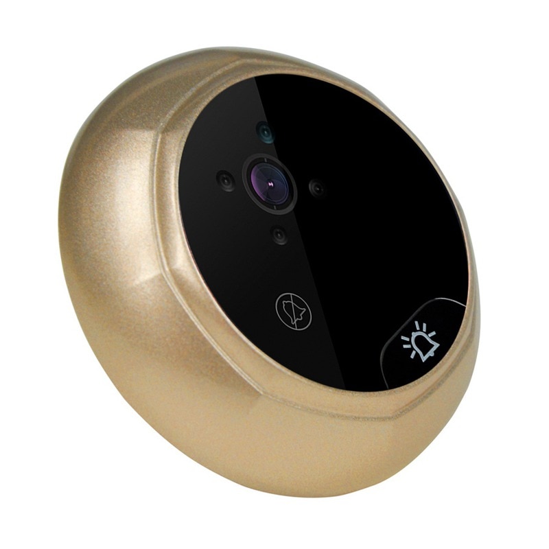 Danmini-pantalla Digital a Color de seguridad de puertas, visor de mirilla de 2,4 pulgadas, sin molestar, 2 MP, compatible con tarjeta TF Max 32G (dorado)