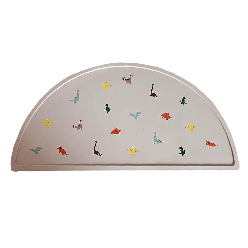 Juego de vajilla antideslizante para bebé, plato de silicona suave con ventosa, taza, baberos, cuchara y tenedor, sin BPA, 4/6/8 piezas platos platos para bebé: dinosaur placemat