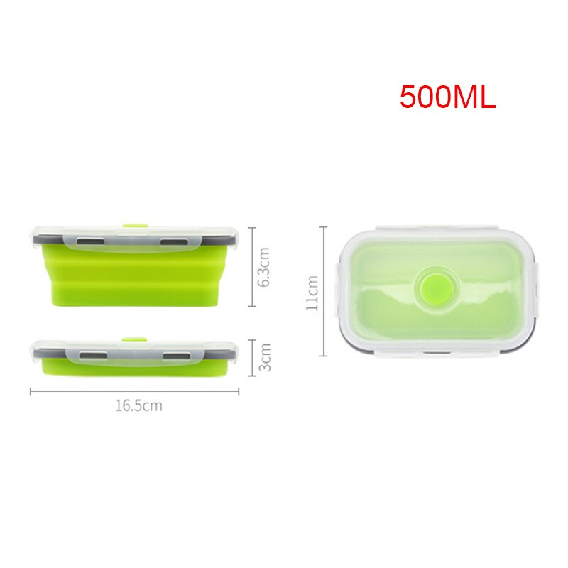 Silicone Folding Bento Lunch Box Food Storage Container Dinnerware Meal Food Container Kitchen Storage Accessories: 500ML