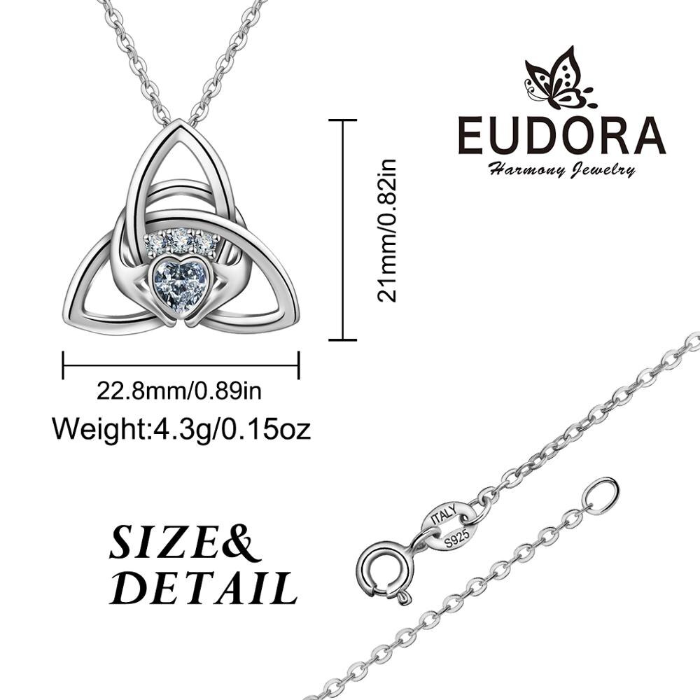 EUDORA-collar con colgante único de Plata de Ley 925 Claddagh para mujer, joyería con nudo celtas, de cumpleaños para bebé y Mamá, D177