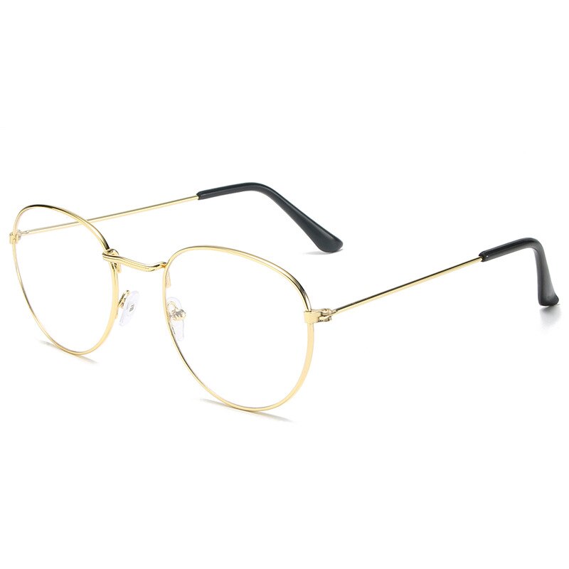 Monture de lunettes rondes en métal Vintage pour femmes et hommes, montures pour lunettes optiques, couleur or/noir/argent, accessoires lunettes: 2-Gold