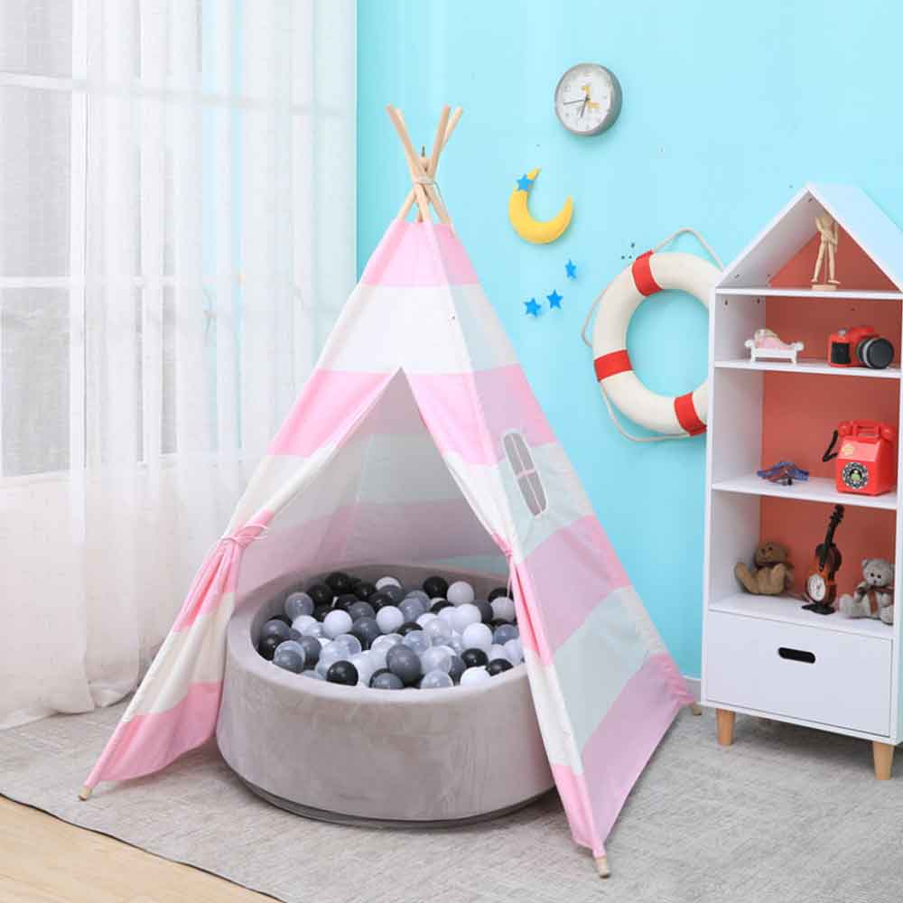 1.35M Large Teepee Tent Cotton Canvas Wigwam Children&#39;s Tent Kids Play House Girls Game House India Triangle Tent Room Decor: WJ3688NEW4