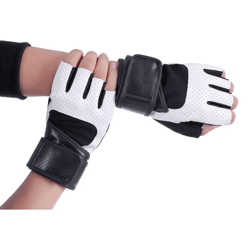 Guantes de Fitness de medio dedo para hombres y mujeres, antideslizantes, transpirables, para levantamiento de pesas, equipo de pesas, equipo deportivo de muñeca larga G
