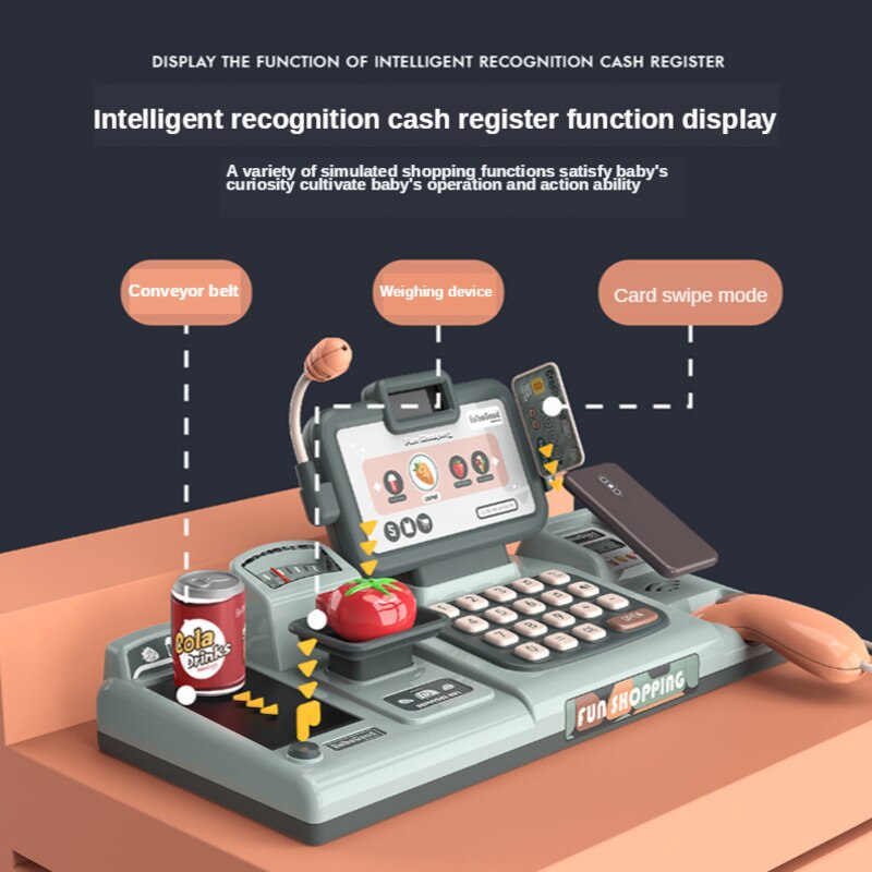 Casa del gioco Del Giocattolo di Simulazione Intelligente Scansione del Registratore di cassa di Carta Magnetica Educativi Multifunzionale Supermercato Giocattoli per Bambini