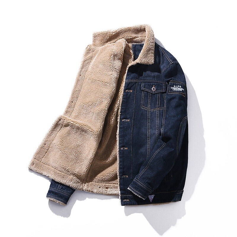 Denim Jacke Männer Winter Windbreaker warm Herren Jacken Outwear Jeans Mantel Männlichen Multi-tasche Cowboy Kleidung Plus Größe s-6XL