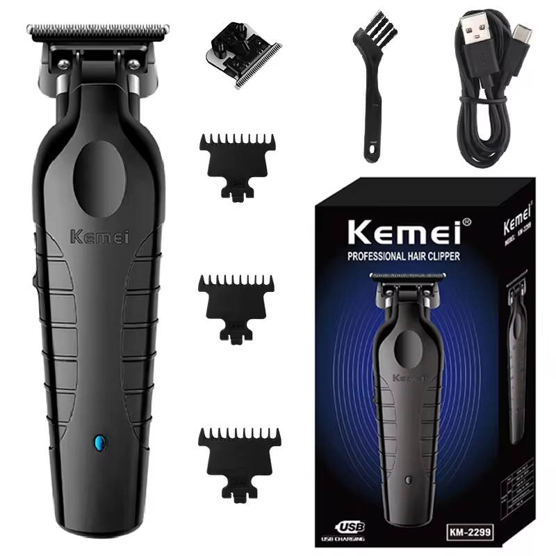Kemei 2299 Kapper Draadloze Tondeuse 0mm Zero Gapped Carving Clipper Detailer Professionele Elektrische Afwerking Snijmachine