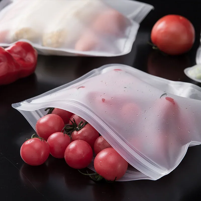 Silikone opbevaringsbeholdere til mad genanvendelige opbevaringsposer til madvarer frokostposer stå-op lynlåspose kop frisk mad lækagesikre beholdere