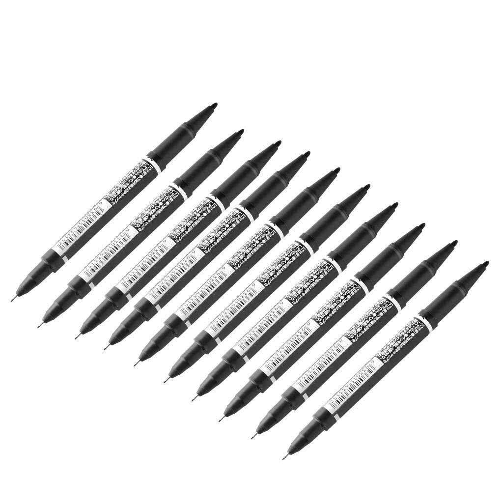 10pcs Black Double Ended Highlighter Marker Pen Oily Paint Marker Pen Kit