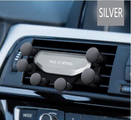 Universal Gravity Car phone Holder Car Air Vent Mount Car Stand For iphone 7 8 X For Samsung S8 S9 S10 Mobile Phone Holder: Silver