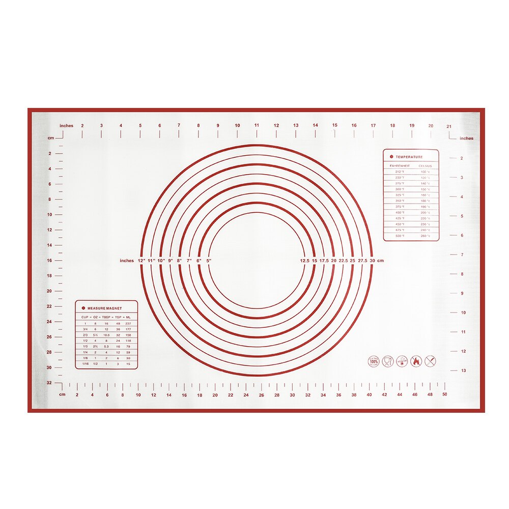 Verstelbare Deegroller Deeg Mat Deeg Roller Rvs Fondant Cake Tool Deeg Roller 4 Verwijderbare Ring Voor Pizza: Red Mat