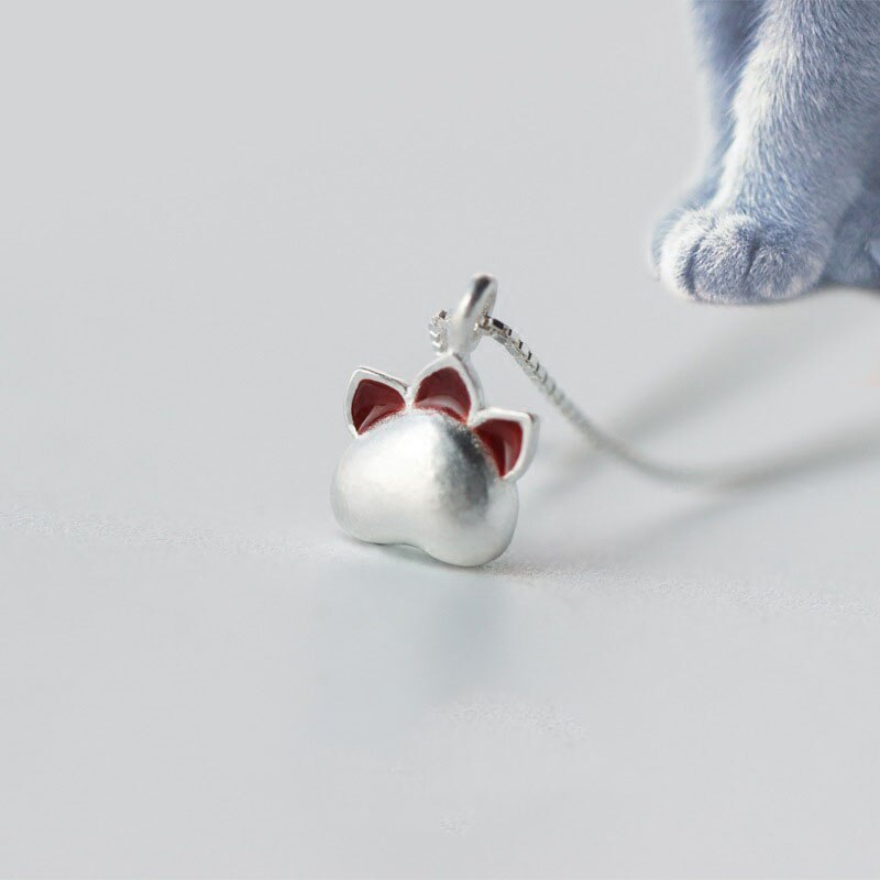 Meetsoft romantische 925 niedliche katzenpfoten-anhänger aus sterlingsilber, speziell für diy-schmuckherstellung (ohne kette)
