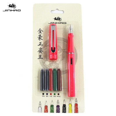 Pluma estilográfica JINHAO 599A, juego de bolígrafos de tinta correctora de postura de escritura de 0,5 Mm para útiles escolares para estudiantes, papelería: Pink