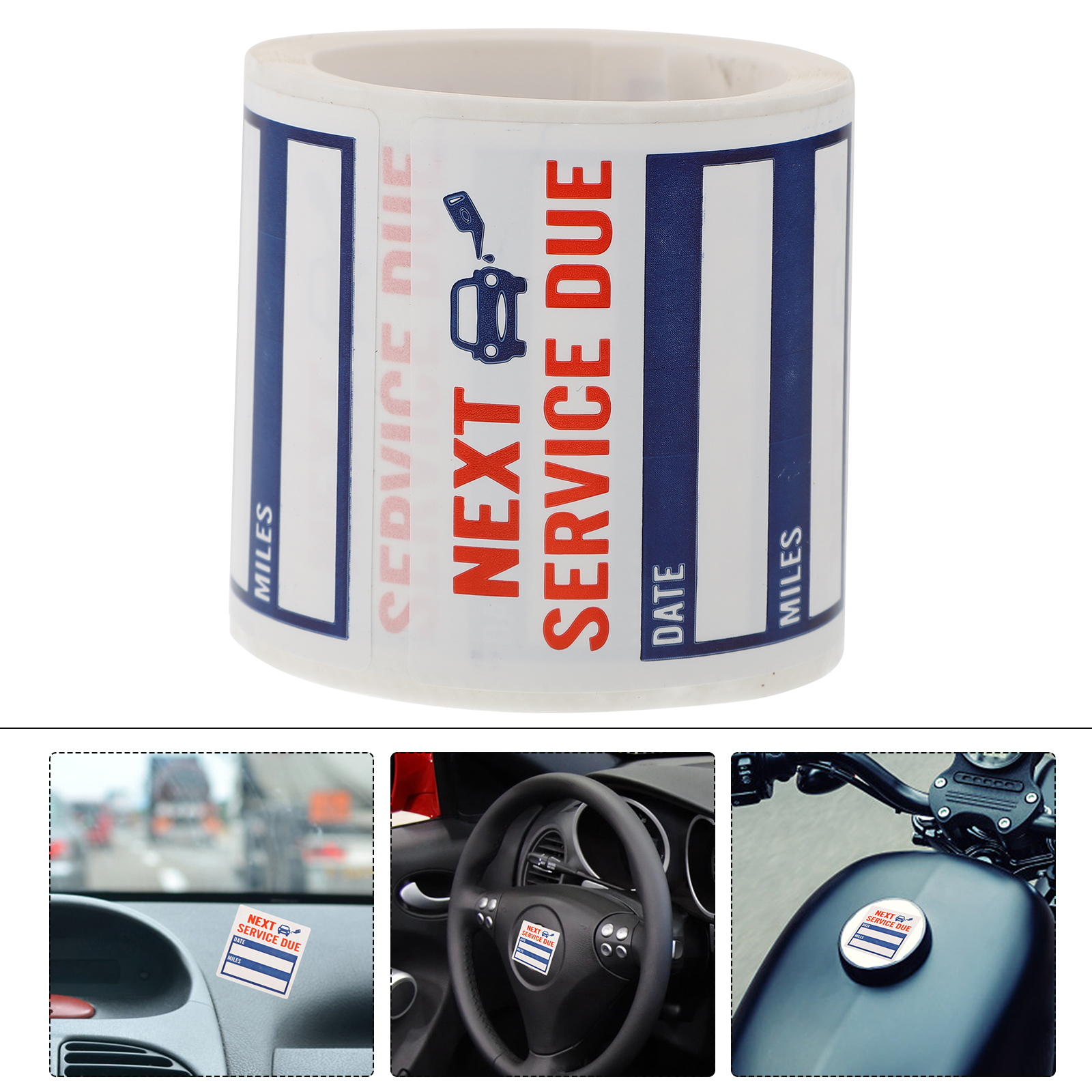 1 Roll of 150Pcs Removable Car Oil Change Reminder Stickers Auto Adhesive Labels