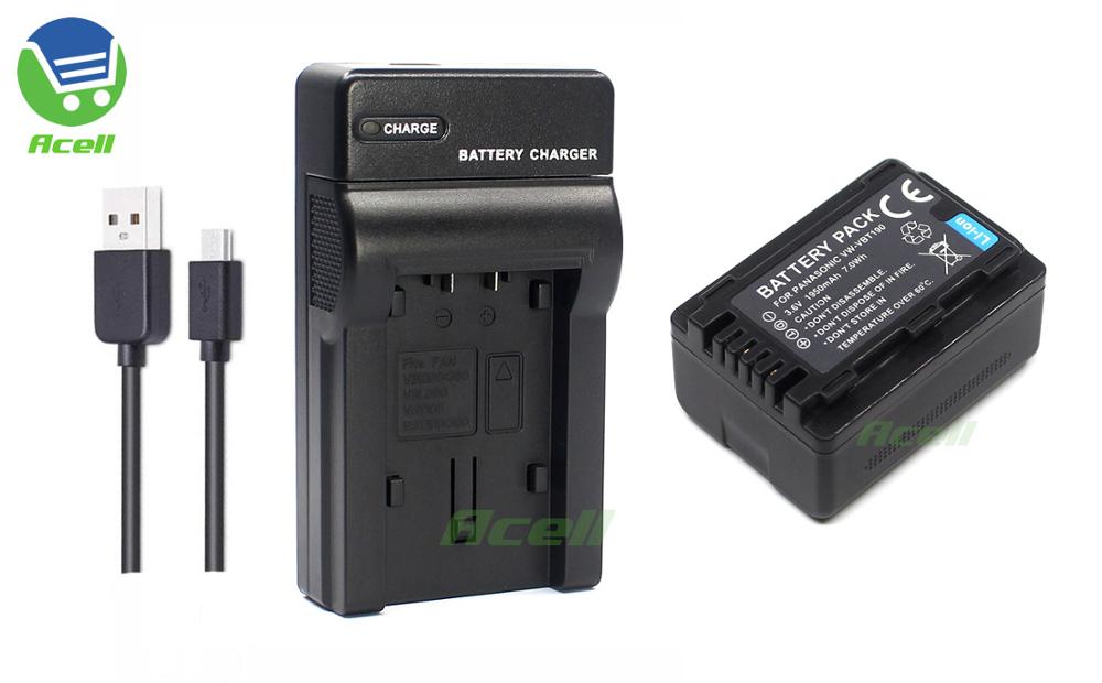 VW-VBT190 VW-VBY100 Batterij voor Panasonic HC-V110 V130 V160 V180 V210 V230 V250 V260 V380 V510 V520 V530 V550 V710 Camcorder: 1Battery 1Charger