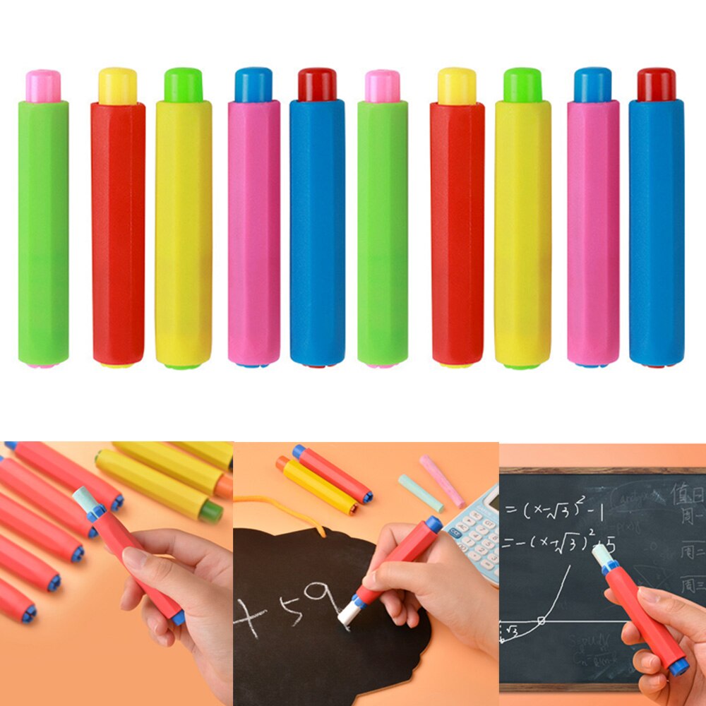 5PCs Non-Toxic Chalk Holder Not Dirty Hands Chalk Extension Clip Colorful Educational Stationery for Teacher Children Randomly