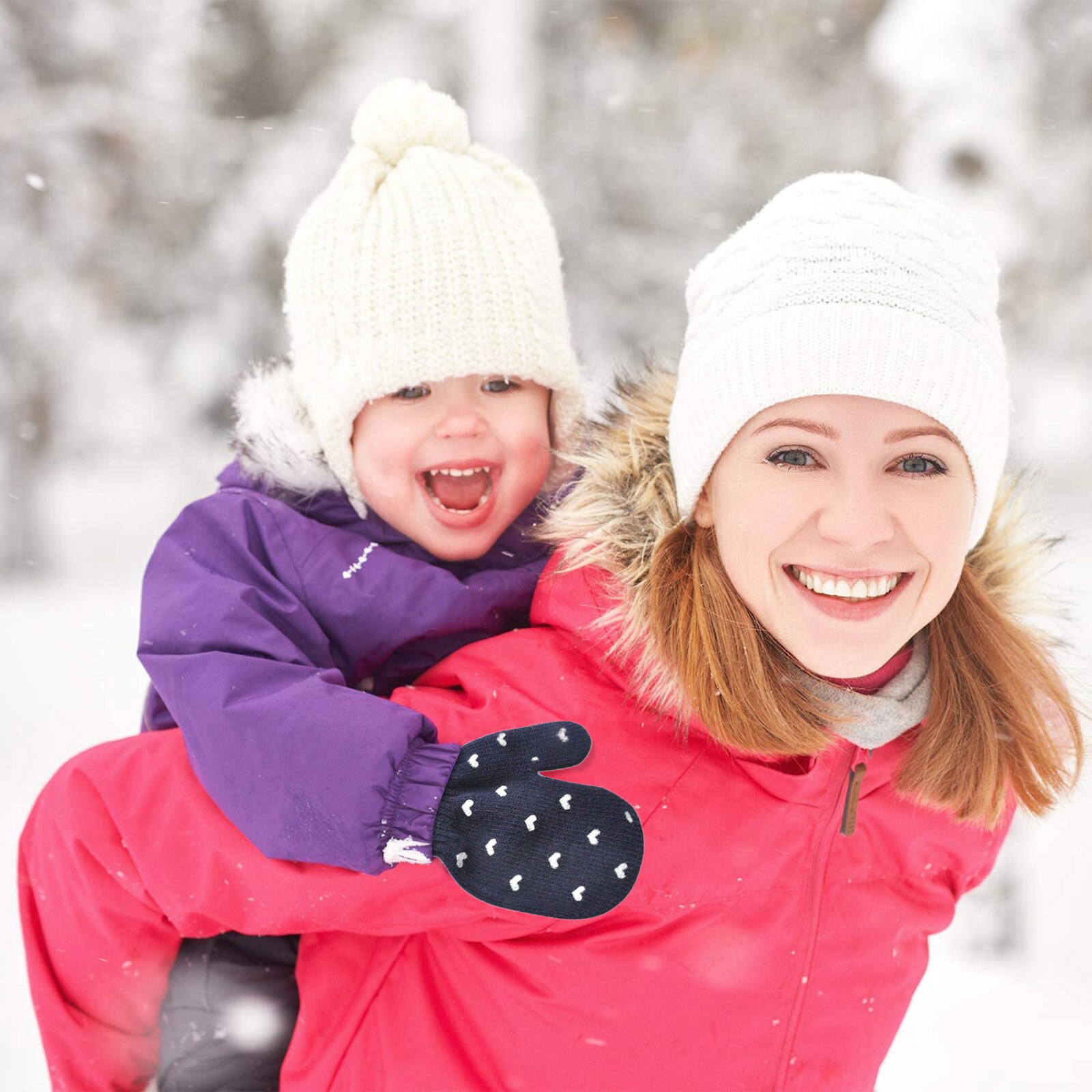 2 Paare 3 Farbe freundlicher Fäustlinge freundlicher Jungen Mädchen Winter Winddicht Niedlich Liebe Herz Erwärmung Gestrickte Handschuhe Winter Zubehör