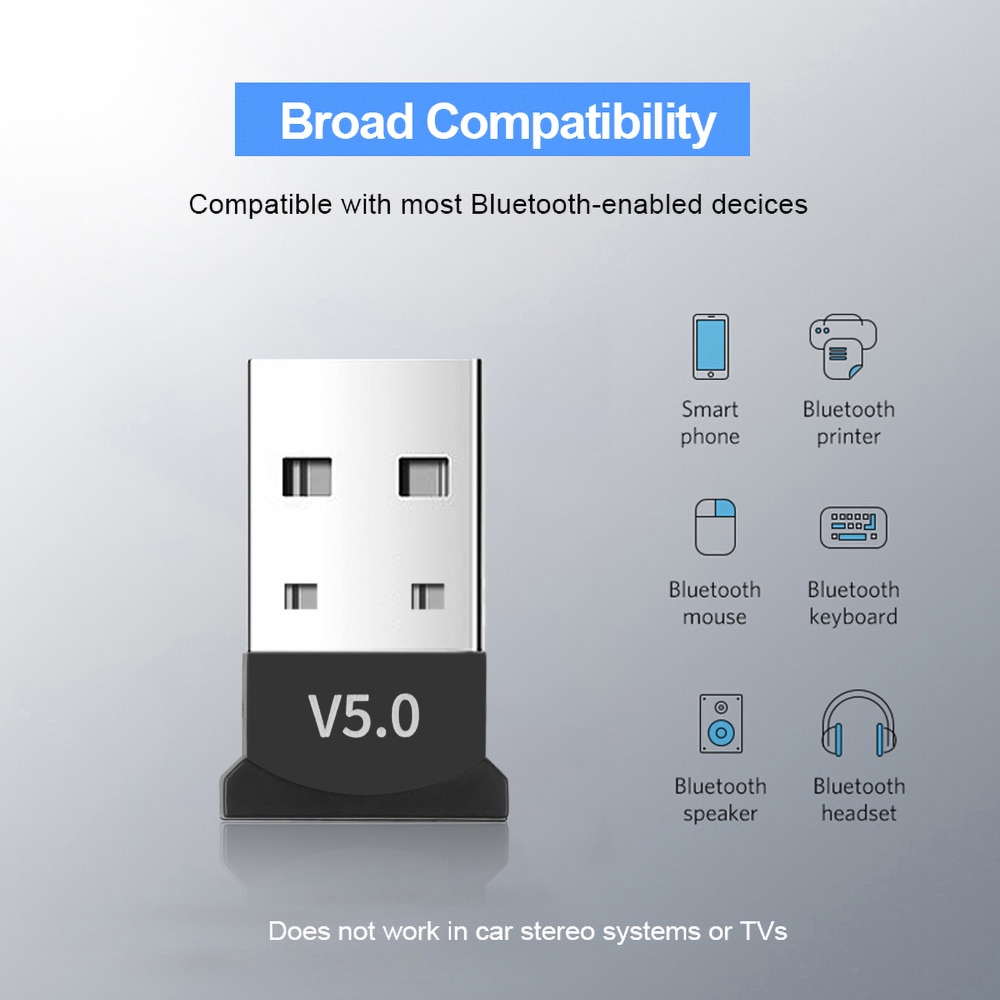 Kebidumei mini Adattatore Bluetooth V5.0 senza fili BT5.0 Adattatore USB Bluetooth Dongle Ricevitore Tramsmitter per topo Tastiera Del computer Portatile