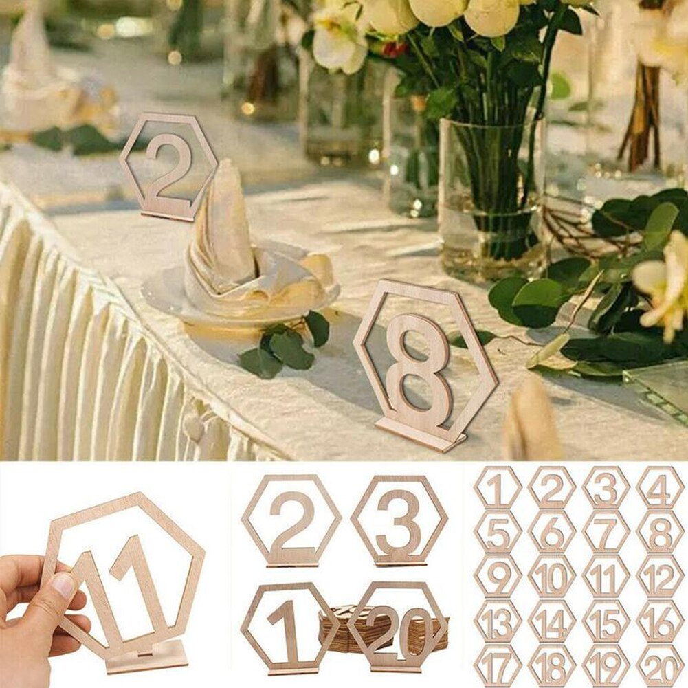 1-10/11-20 Numbers Wooden Table Numbers Rustic Wedding Engagement Seat Numbers Sign Wood Signs Wedding Hexagon Table Number