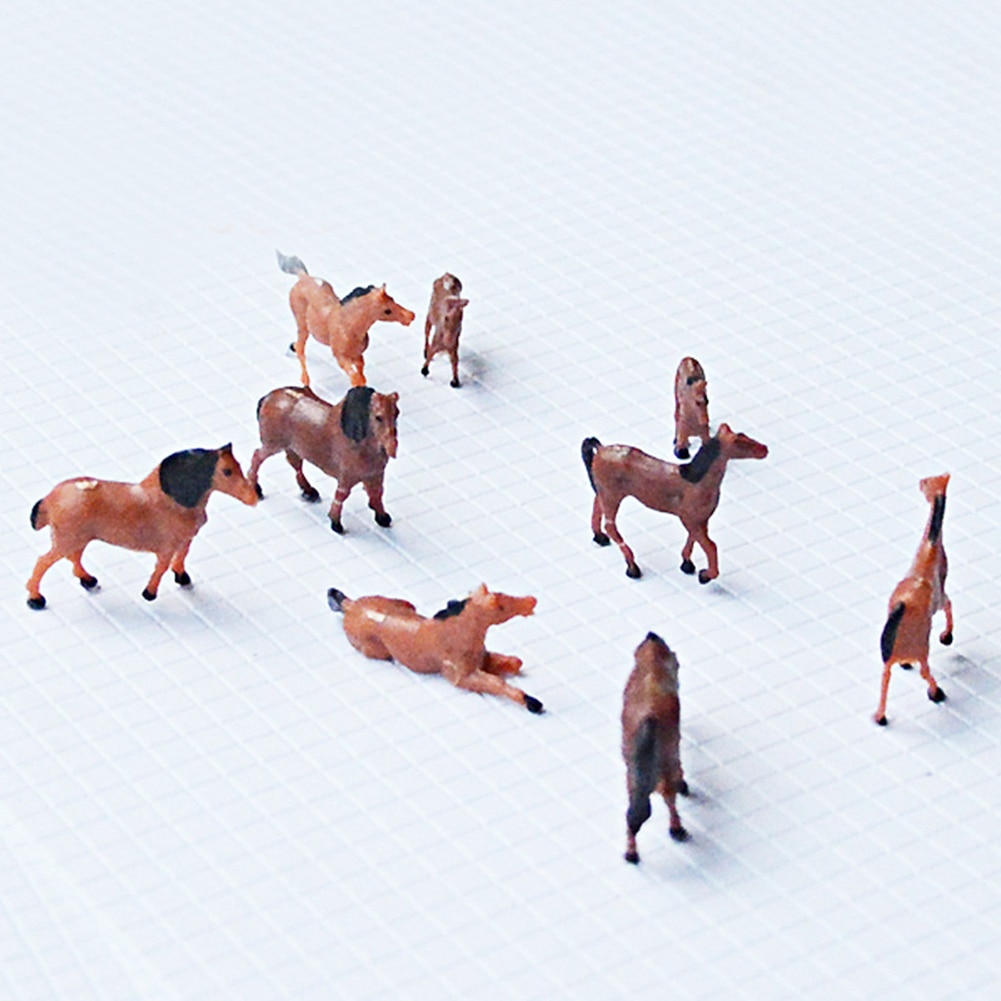 10Pcs 1/87 1/150 Horses Animal Model DIY Farm Zoo Parks Train Layout Accessory