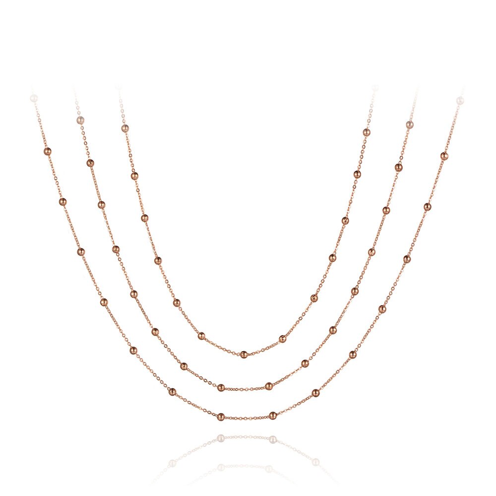 Lokaer Della Boemia Alla Moda In Acciaio Inox A tre strati di Perle A Catena Della Collana Del Choker Spiaggia Monili della Collana del Pendente Per Le Donne N19126: Rose Gold