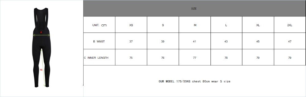 SPEXCEL-Pantalones largos de lana térmica para invierno, de color negro, para hombre, con tirantes de ciclismo , almohadilla de esponja roja para bicicletas de montaña