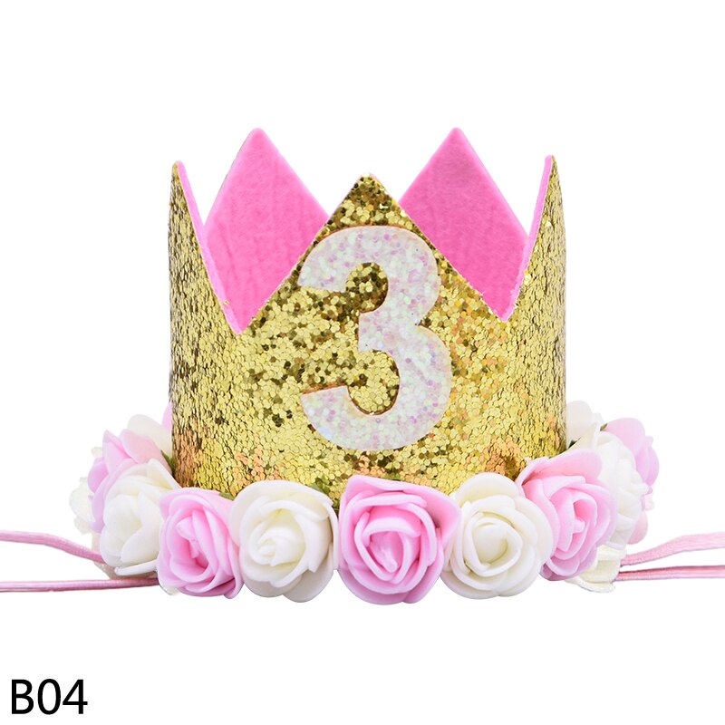 Roze kroon bloemen haarband baby jongen meisje hoofddeksel kinderen hoofdband babyshower 1 2 3 jaar oud haaraccessoires: B04