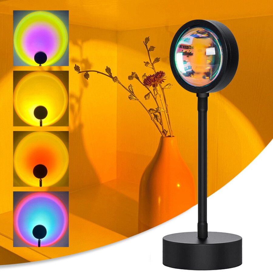 Zonsondergang Rode Led Nachtlampje Zon Projectie Usb Rainbow Projector Wanddecoratie Verlichting Bureaulamp Voor Slaapkamer Bar Koffie Winkel