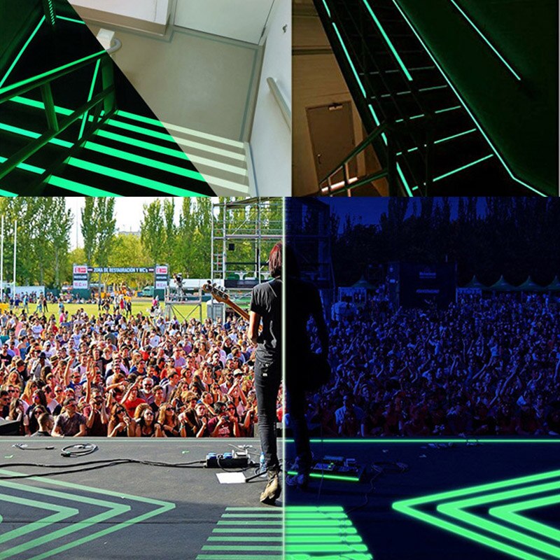 Cinta fluorescente luminosa autoadhesiva que brilla en la oscuridad, decoración de escenario, bandas de advertencia de seguridad, paso, seguridad para acampar