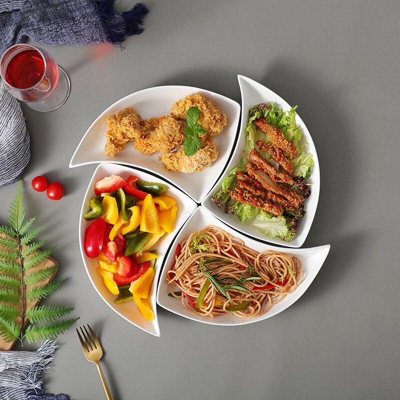 Ceramic Household Vegetable Plate Deep Swing Plate Tableware Set Dim Sum Fruit Plate Tablewares Kitchen Dining