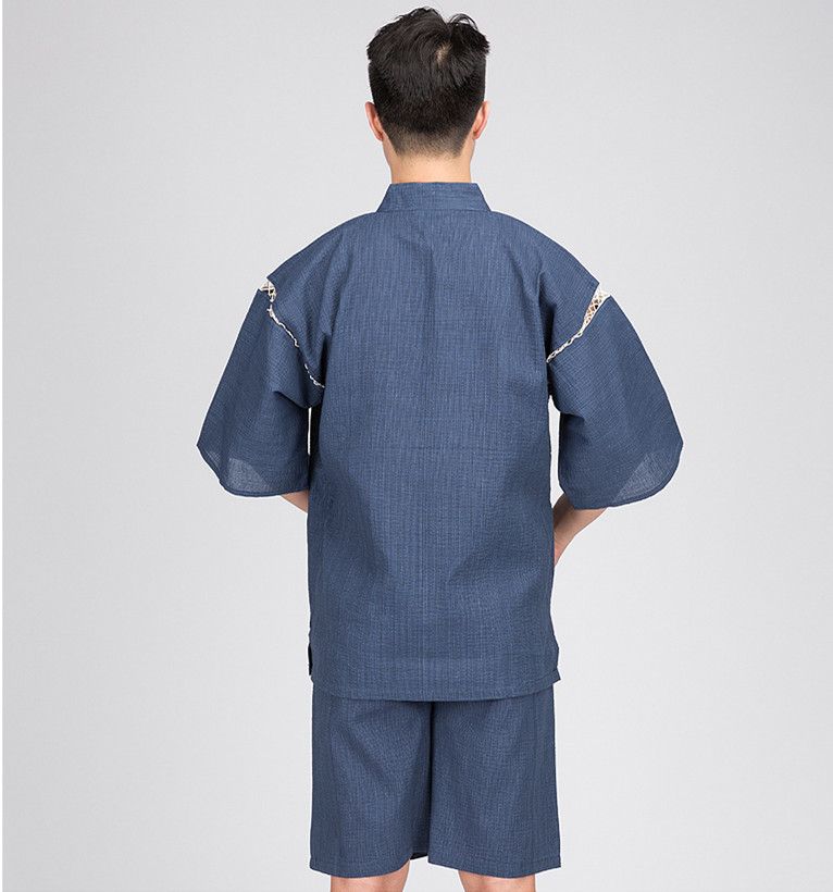 Sommer mænd bomuld yukata kimono jakkesæt mænd japan traditionel pyjamas sæt mandlig japansk traditionel pyjamas sæt 061601: 2 / Xl