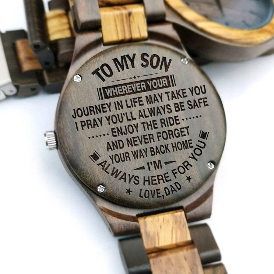 Aan mijn zoon - je bent in staat om alles te bereiken als je je er maar op richt houten gegraveerd horloge gegraveerd heren sandelhout horloge: Y1811