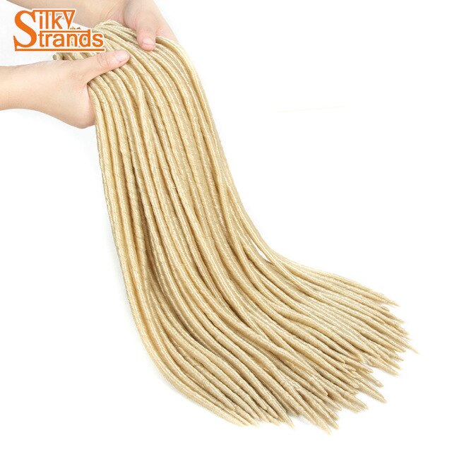 Silky Strands Synthetic Straight Faux Locs Hair Extensions For Women Afro High Temperature Ombre Braiding Hair Crochet Braids: #613