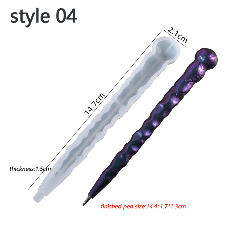 Moule en Silicone pour stylo à bille magique en résine cristal, moule en résine époxy fait à la main, fournitures d&#39;outils de moulage: 04