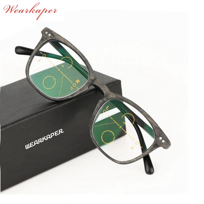 WEARKAPER, gafas de lectura graduales multifocales Vintage para hombre y mujer, lentes de madera para presbicia, gafas masculinas y femeninas