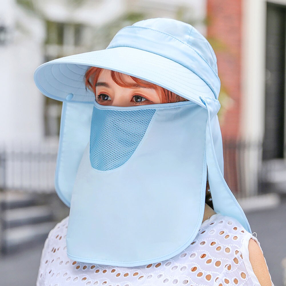 Women Anti-UV Sun Hat Outdoor Cap Wide Brim Neck Face Flap Protective Hiking Protect Cap: Pink Color