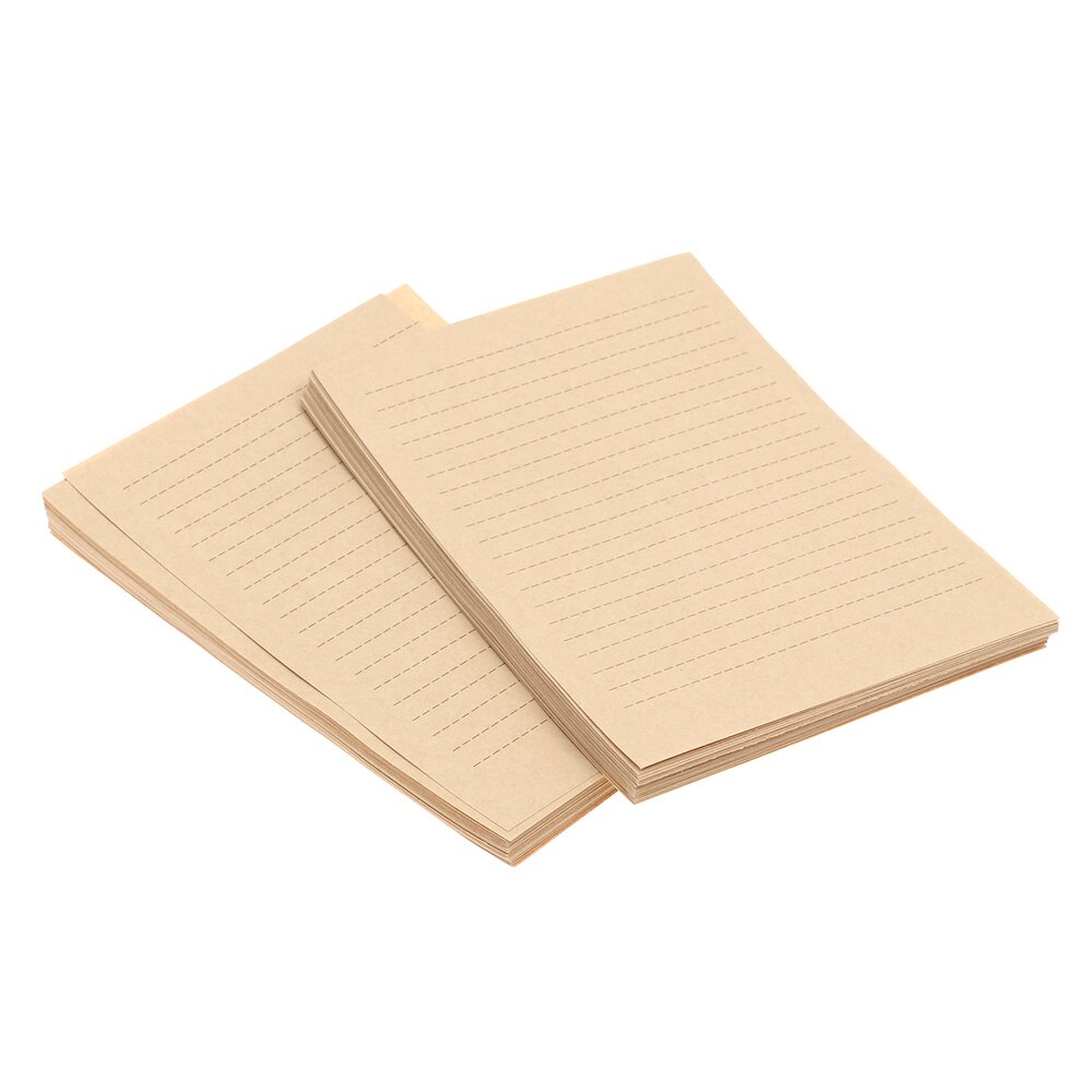 100 Sheets A5 Vintage Blank Kraft Letter Paper Retro Writing Paper: As Shown 2