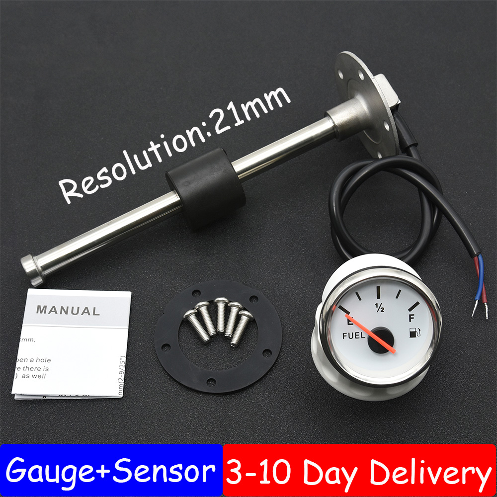 52MM Fuel Level Gauge with Fuel Level Sensor 100MM 125MM 150MM 200MM 250MM 400MM 0-190ohm Oil Liquid Tank Fuel Level Indicator