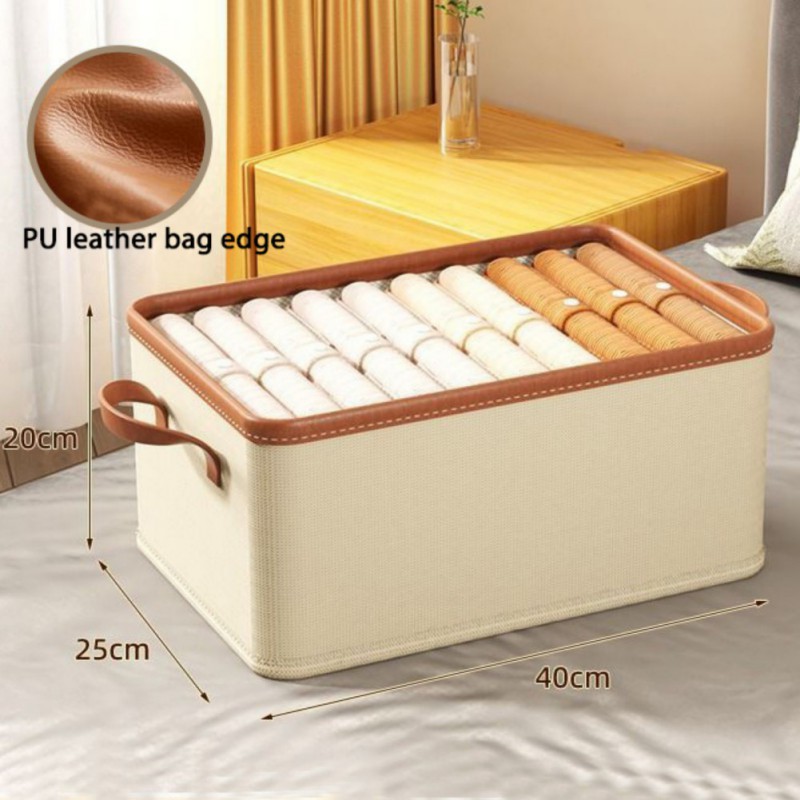 Foldable Home Storage Box Clothes Trousers Home Multi-functional Compartment Drawer Wardrobe Soild Color Storage Boxes: Chocolate