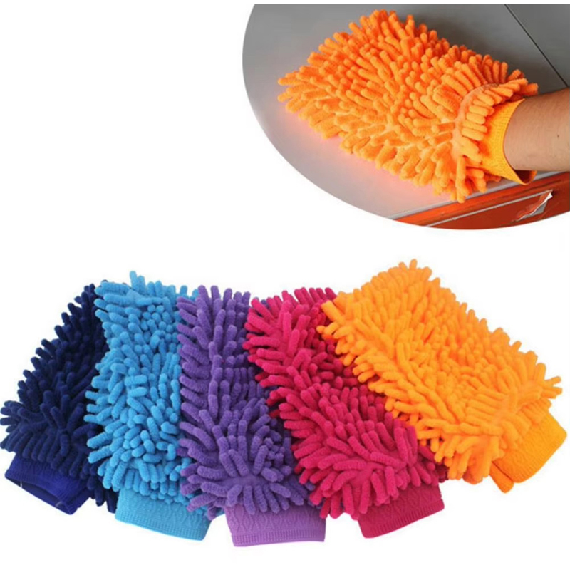 Handschuhe für Haushaltsreinigungstücher, Handschuhe aus Chenille-Korallenvlies, doppelseitige Dekontamination, Reinigungswerkzeug für Autowäsche und Badezimmer