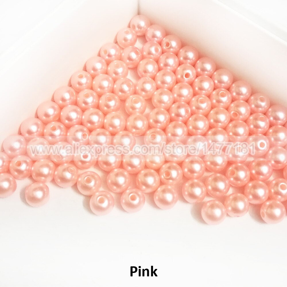 100 stk 8mm hele runde perler med 2mm huller lyserøde blå perler akrylperler cabochon kuppel plastikperler gør-det-selv håndværksudsmykning