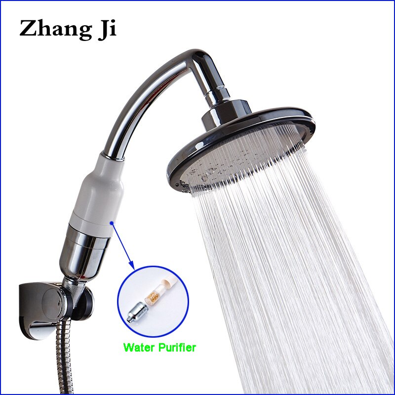 Zhang ji multi-fuctional håndholdt spa brusehoved 145mm stort panel højtryks spraydyse vandfald filter rense brusehoved