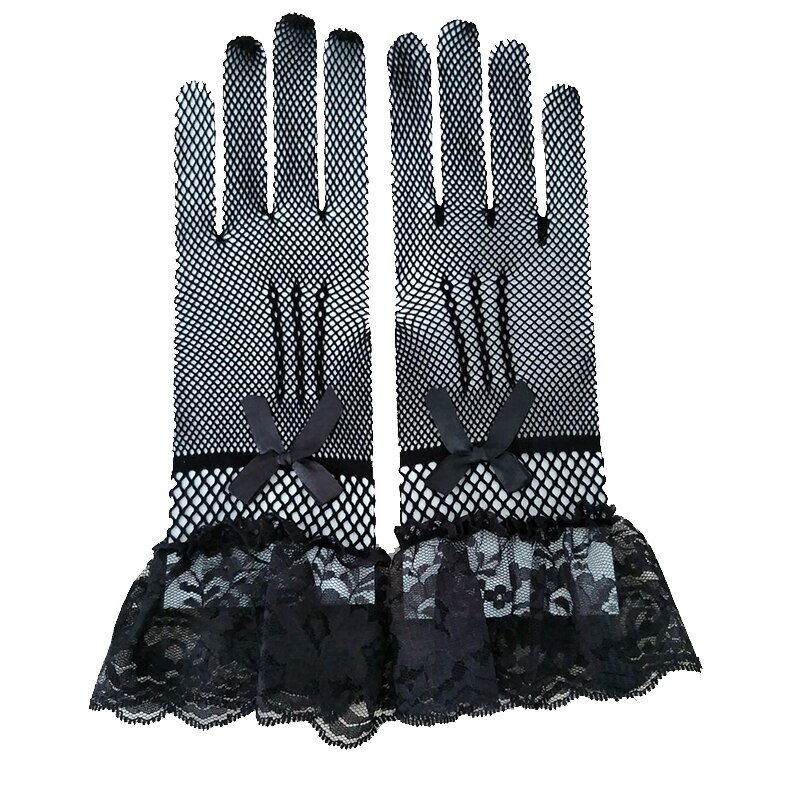 Braut Handschuhe Spitze Finger Kurz Günstige Hochzeit Zubehör Schwarz verrotten Handgelenk Länge Hochzeit Handschuhe Blume Mädchen Weiß Handschuhe: Schwarz