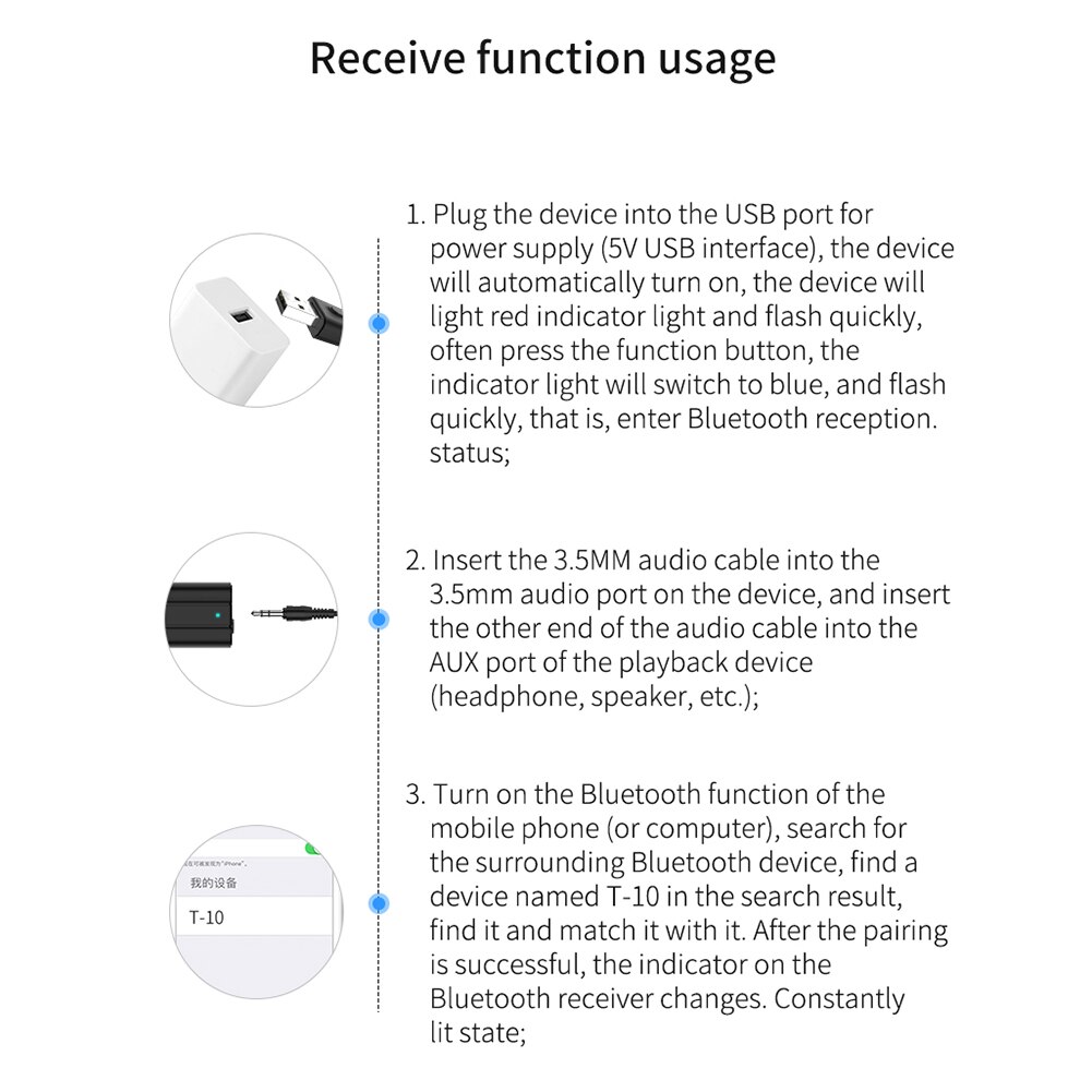 USB stereofoniczny muzyka adapter bezprzewodowy T10 2 w 1 USB wtyczka Bluetooth adapter robić komputera projektor telewizyjny głośnik